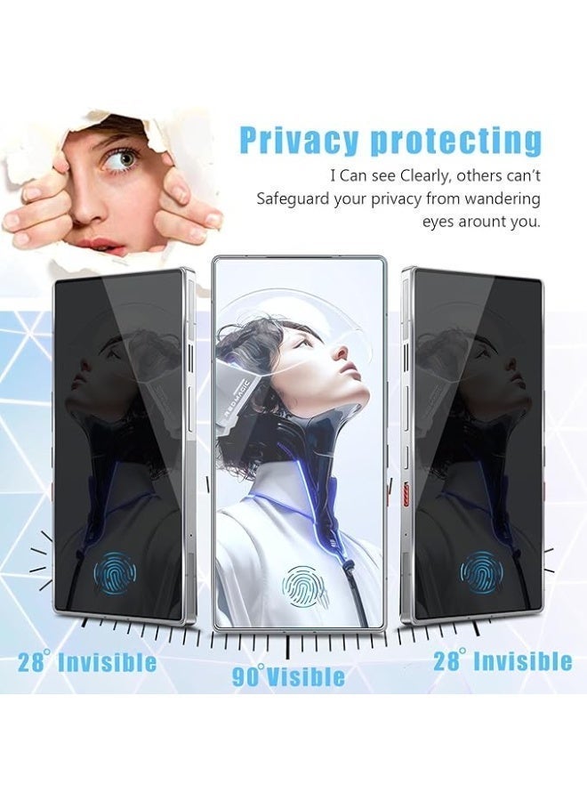 QIRG مجموعة 2 في 1 لجهاز ZTE Nubia RedMagic 11 Pro/RedMagic 11 Pro + واقي شاشة زجاجي مقسى للخصوصية وعدسة فيلم، [يدعم فتح بصمة الإصبع] فيلم خاص مضاد للتجسس 9H، مضاد للخدش، متوافق مع الجراب - Image 4